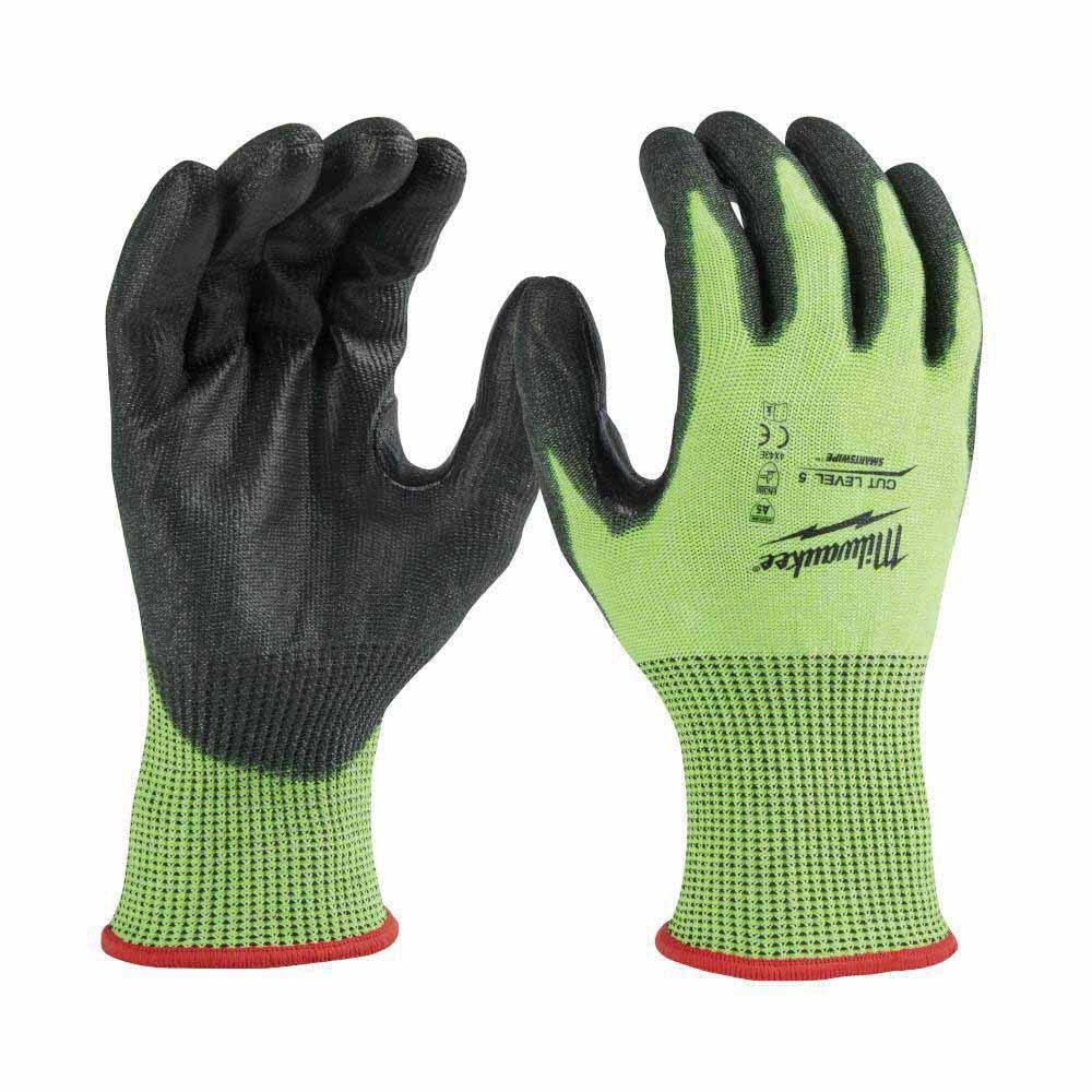 Milwaukee 48-73-8950 High Visibility Cut Level 5 Polyurethane Dipped Gloves - S - Mactool Shop
