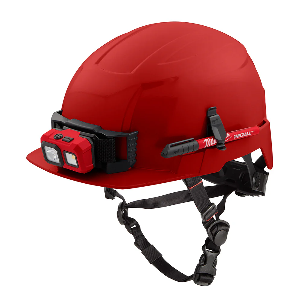Milwaukee 48-73-1329 BOLT Red Front Brim Safety Helmet (USA) - Type 2, Class E, Non-Vented - Mactool Shop