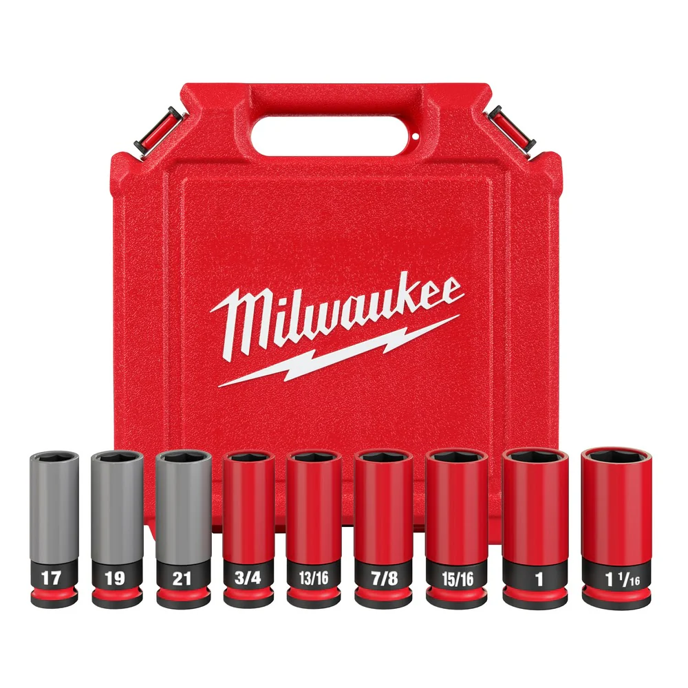 Milwaukee 49-66-7832 SHOCKWAVE Impact Duty 1/2 Drive SAE & Metric 9PC Lug Nut Wheel Socket Set - Mactool Shop