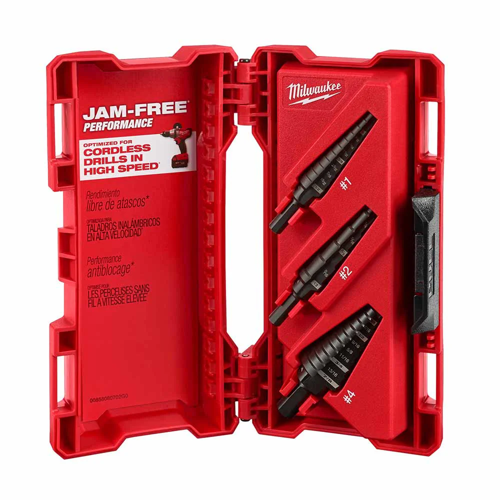 Milwaukee 48-89-9221 Dual-Flute 3pc Step Bit Set (#1, #2, #4) - Mactool Shop