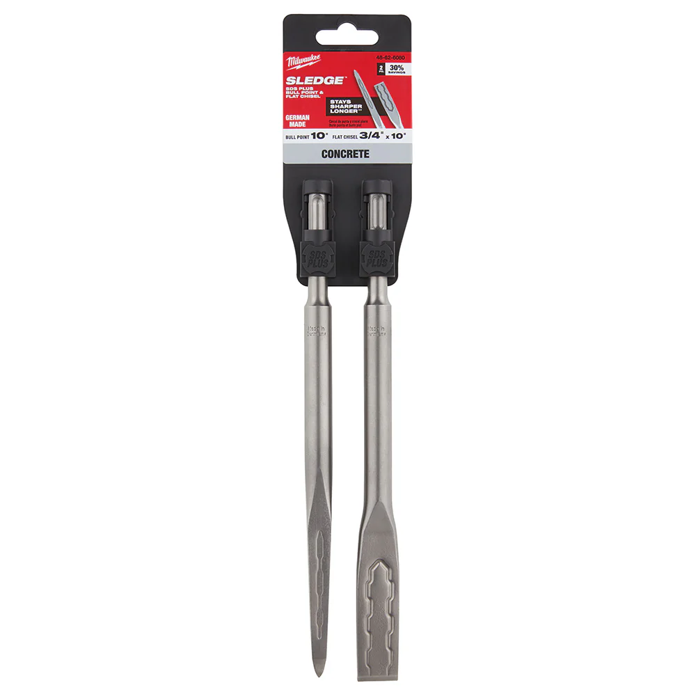 Milwaukee 48-62-6080 SDS-PLUS SLEDGE™ Bull Point & Flat Chisel 2 Pack - Mactool Shop