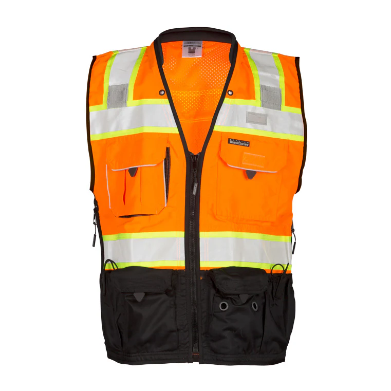 ML Kishigo S5003-5X 5X Orange Premium Black Series Surveyors Vest - Mactool Shop