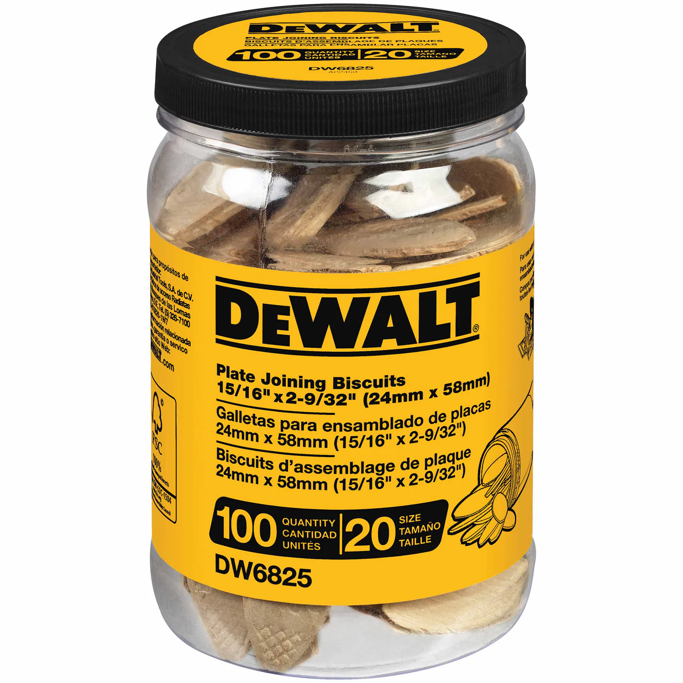 DeWalt DW6825 Size 20 Plate Joining Biscuits (100 Count) - Mactool Shop