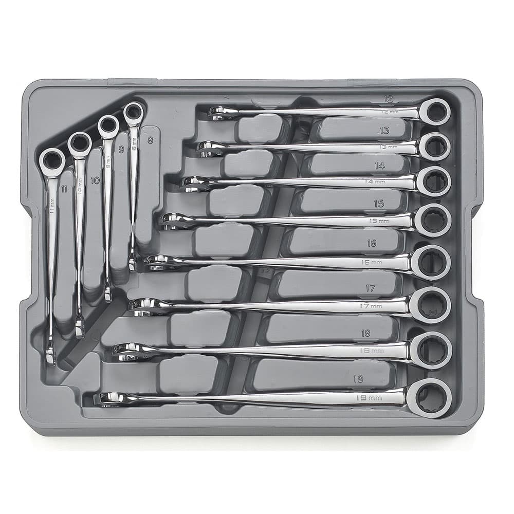 GearWrench 85888 12 Pc. 72-Tooth 12 Point XL X-Beam Ratcheting Combination Metric Wrench Set - Mactool Shop