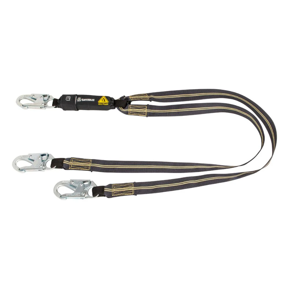 Safewaze 020-2044 Arc Flash 6' Energy Absorbing Lanyard: Aramid, Dual Leg, Snap Hooks - Mactool Shop