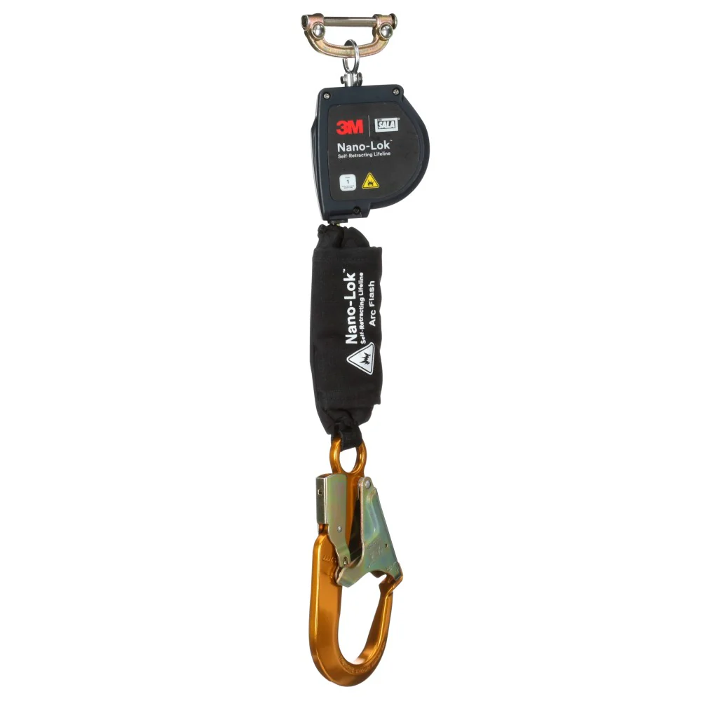DBI Sala 3100578 Nano-Lok Arc Flash Self-Retracting Lifeline with Quick Connect, Web, Aluminum Rebar Hook, 8' - Mactool Shop
