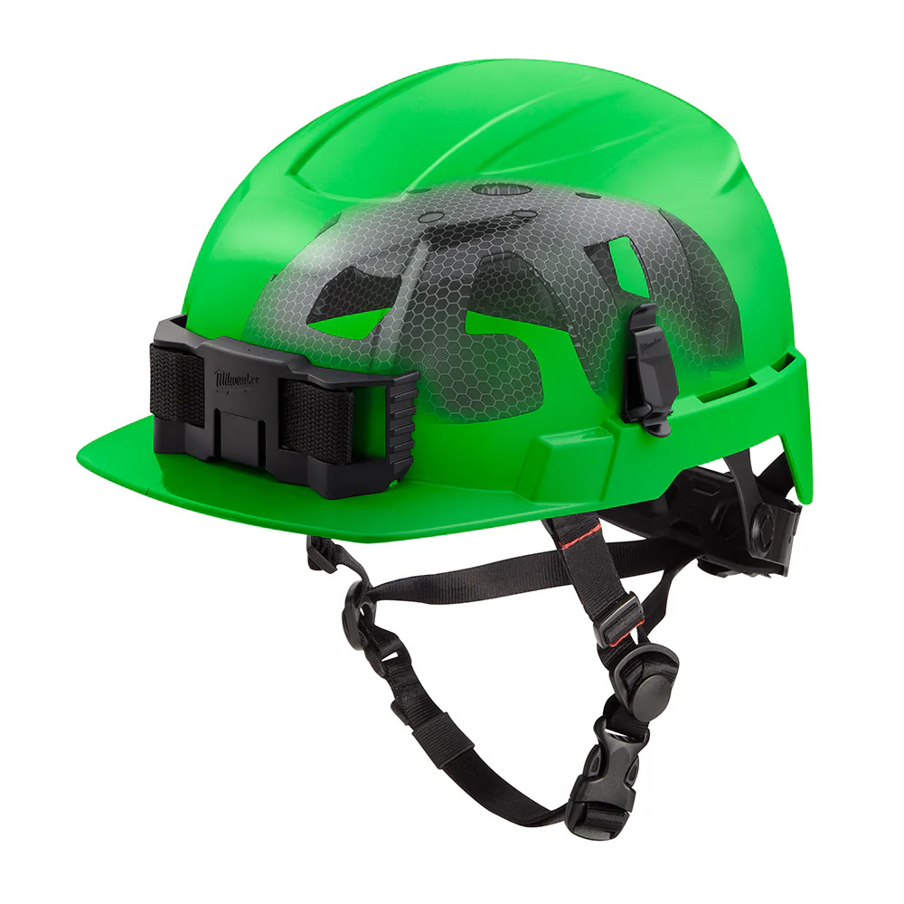 Milwaukee 48-73-1371 BOLT Green Front Brim Safety Helmet with IMPACT ARMOR Liner (USA) - Type 2, Class E - Mactool Shop
