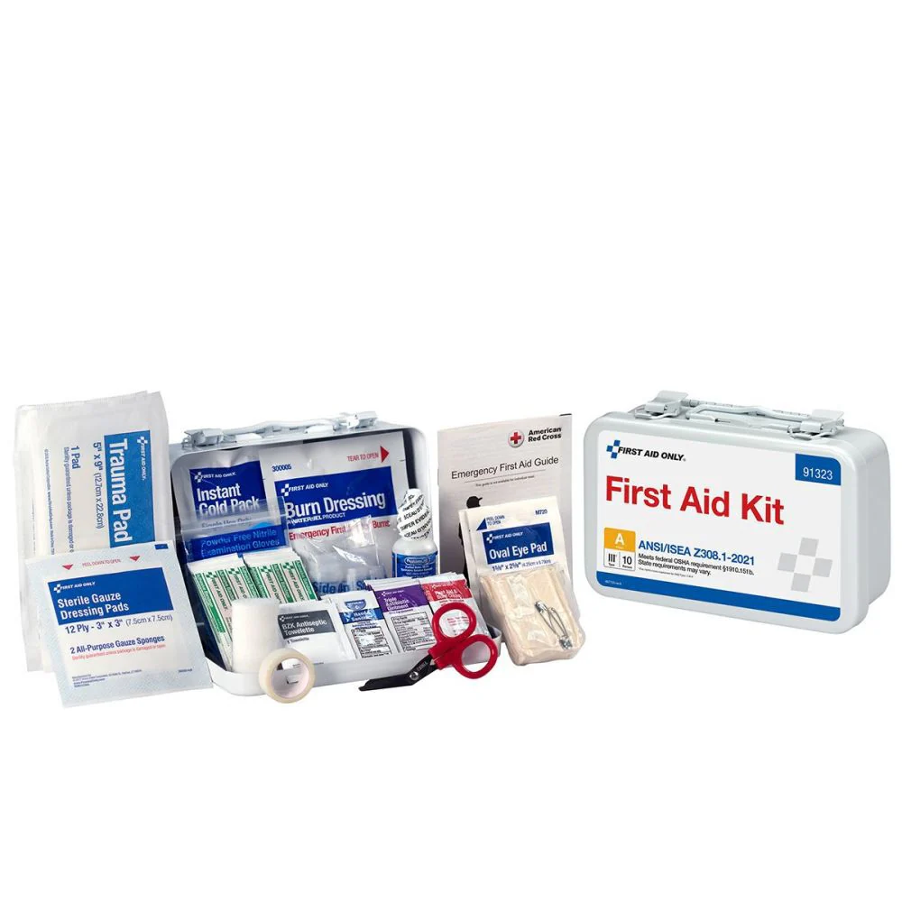 First Aid Only 91323 10 Person ANSI A Metal First Aid Kit, ANSI 2021 Compliant - Mactool Shop