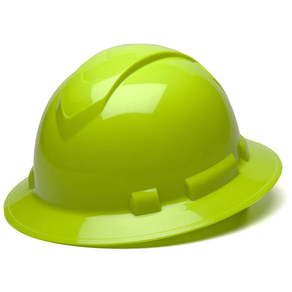 Pyramex HP54131 Ridgeline Hard Hat Full Brim 4 Pt Ratchet Suspension, Hi Vis Lime - Mactool Shop