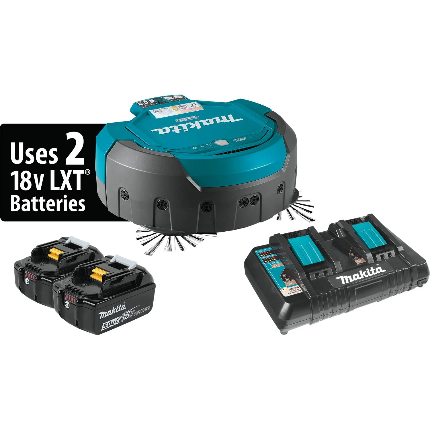 Makita DRC200PT 18V X2 36V Brushless Robotic Vacuum Kit, dual charger 5.0Ah - Mactool Shop