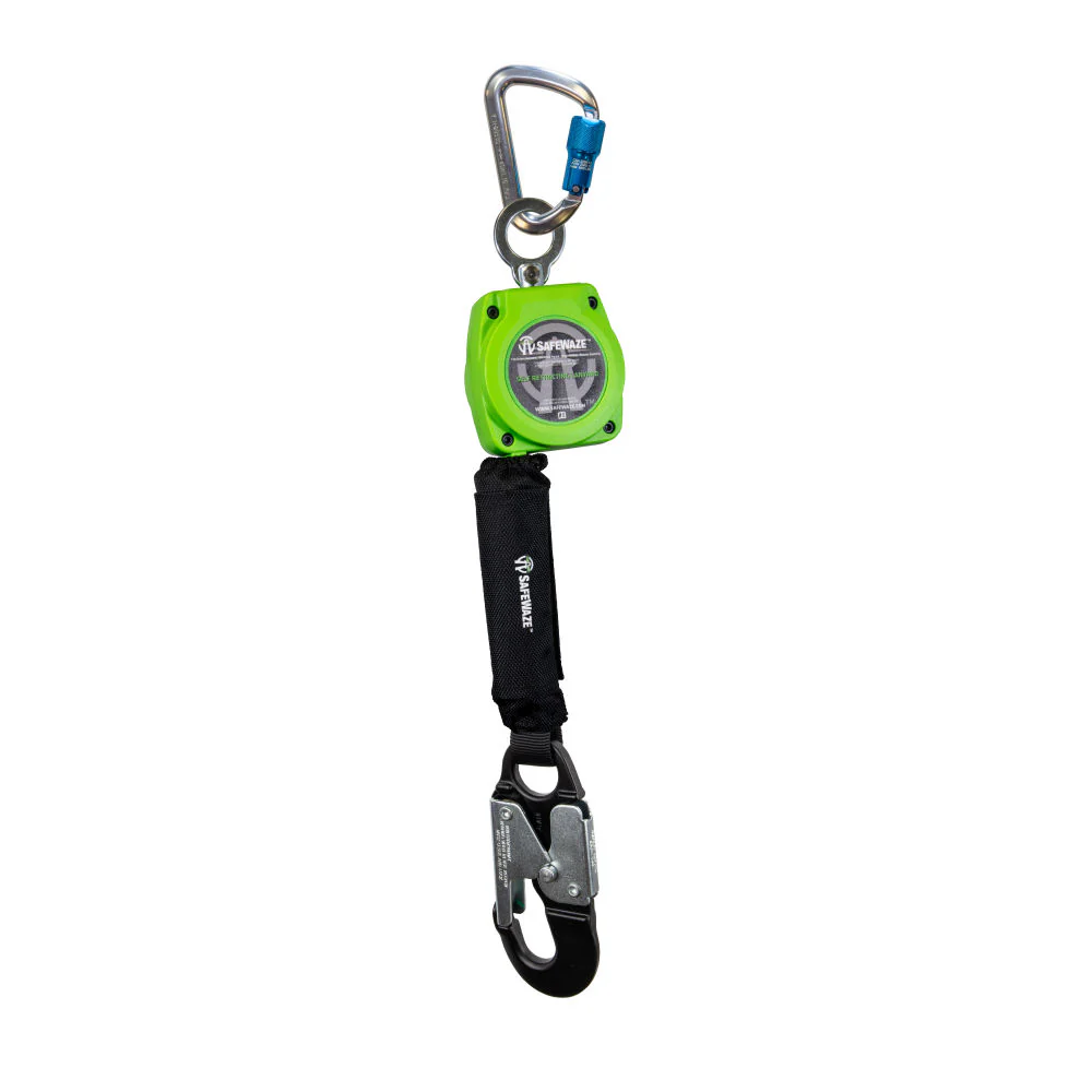 Safewaze 019-5049 6' Single Web Retractable With Aluminum Carabiner And Double Locking Aluminum Snap Hook - Mactool Shop