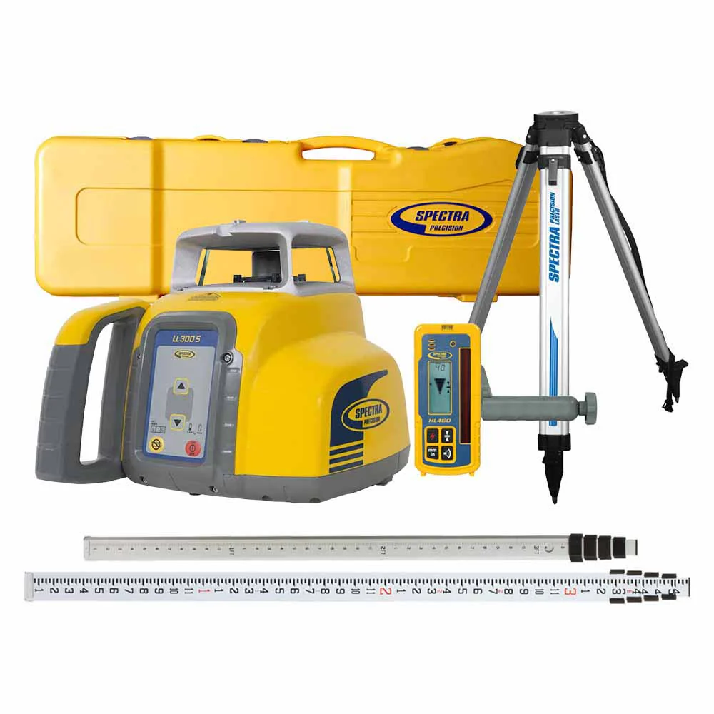 Spectra LL300S-2 Laser Level System Case package with HL450 , tripod & Inches rod - Mactool Shop