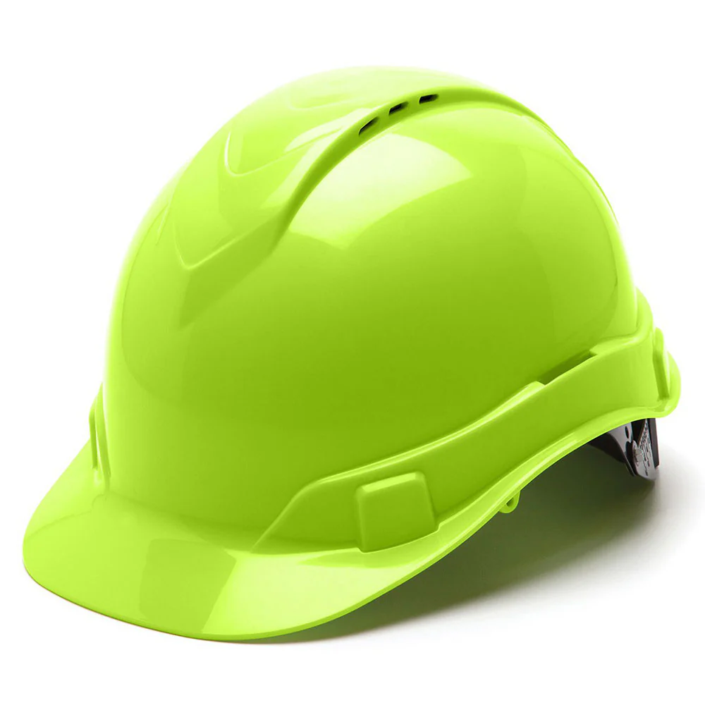 Pyramex HP44131V Ridgeline Vented Cap Hard Hat 4 Pt Ratchet Suspension Hi Vis Green - Mactool Shop