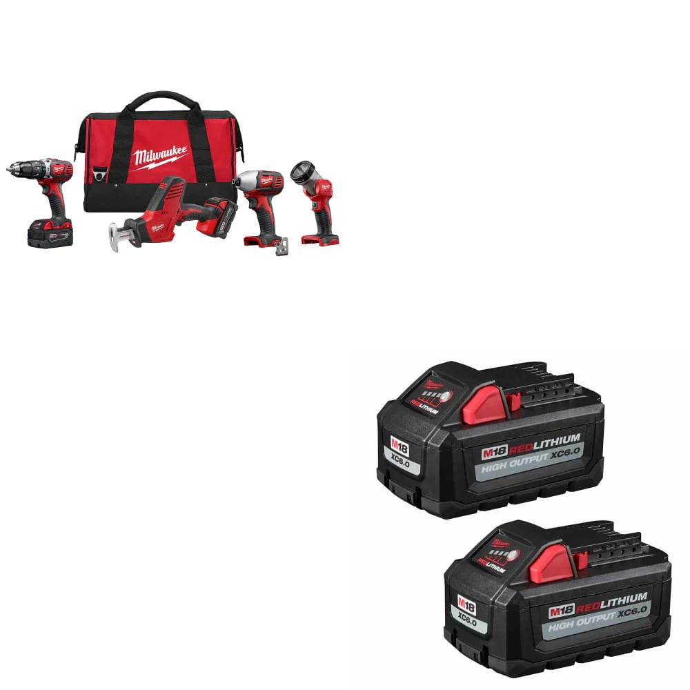 Milwaukee 2695-24 M18 4-Tool Combo Kit W/ FREE 0880-20 18V Vacuum & Grinder - Mactool Shop