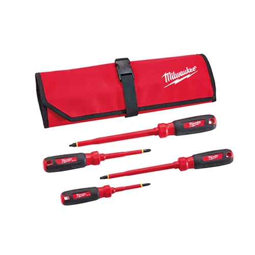 Milwaukee 48-22-2204 4PC 1000V Insulated Screwdriver Set w/ Roll Pouch - Mactool Shop