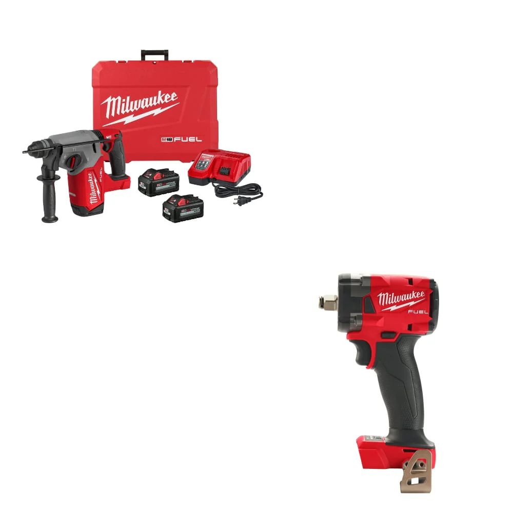 Milwaukee 2912-22 M18 FUEL Rotary Hammer Kit W/ FREE 2855-20 M18 Impact Wrench - Mactool Shop