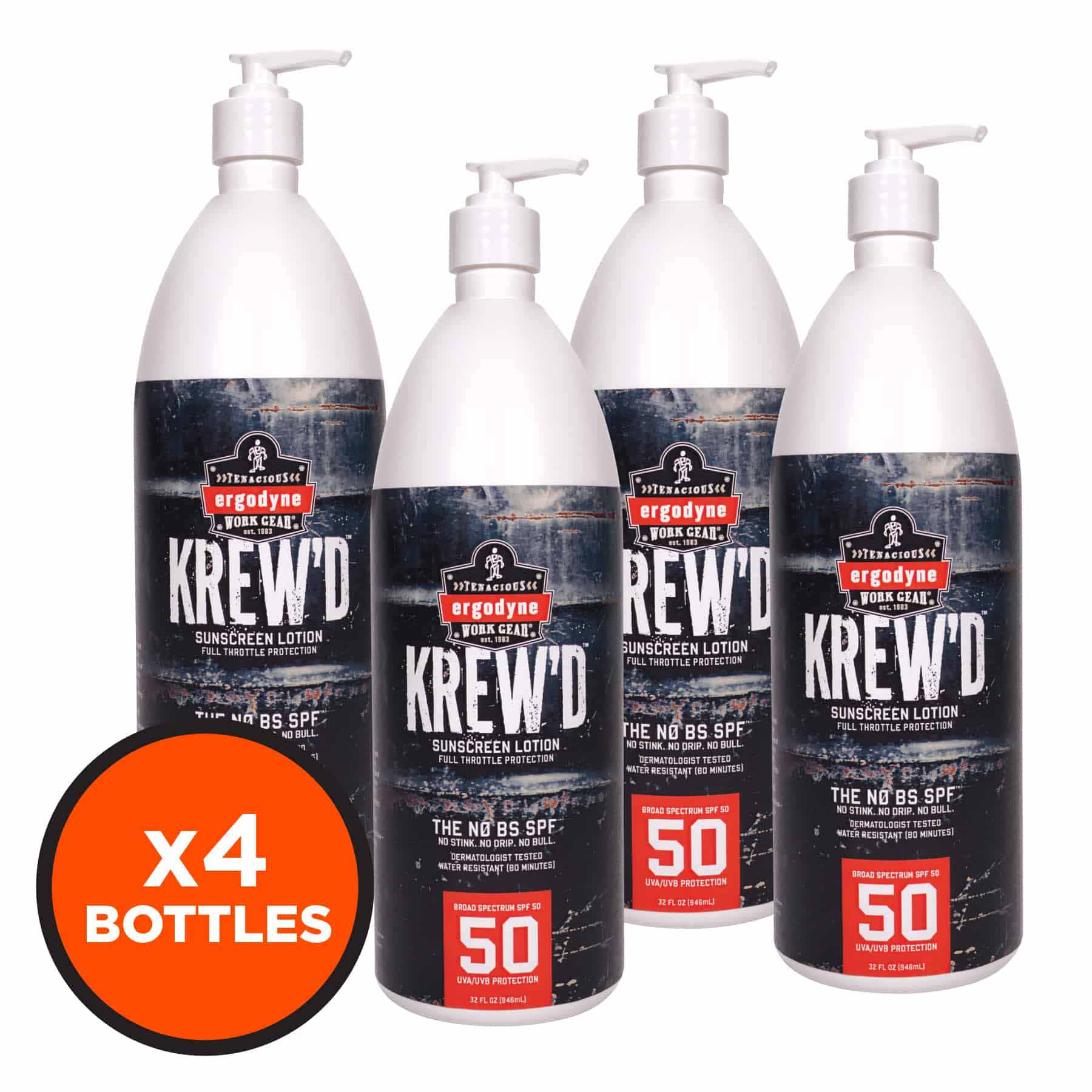 Ergodyne 16643 6355 4-pack 32oz - SPF 50 Sunscreen Lotion - Mactool Shop