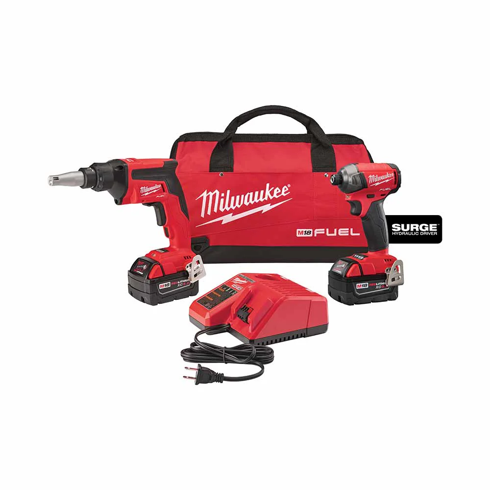 Milwaukee 2896-22 M18 FUEL Drywall Screw Gun / Impact Combo Kit with XC Batteries - Mactool Shop