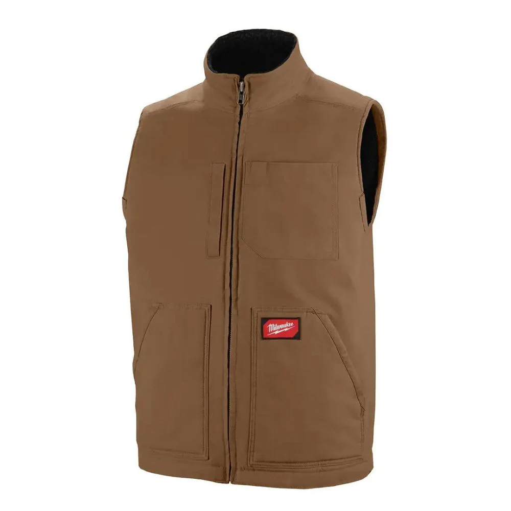 Milwaukee 801BR-L Heavy Duty Sherpa-Lined Vest - Brown L - Mactool Shop