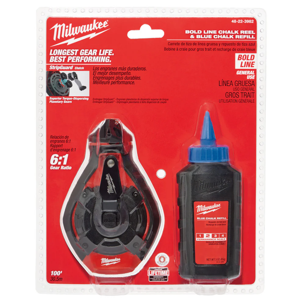 Milwaukee 48-22-3982 100' BOLD LINE CHALK N REEL W BLUE - Mactool Shop