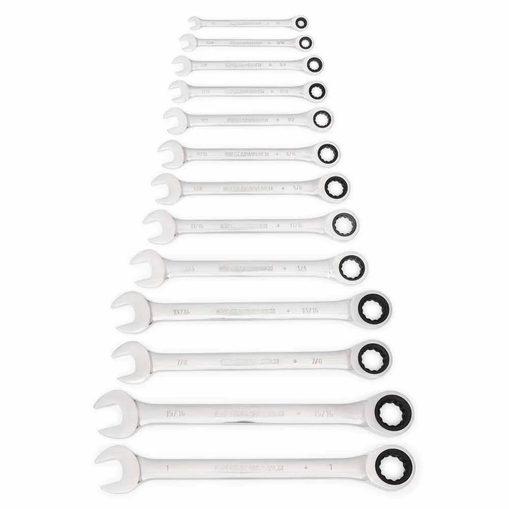 GearWrench 9312 13 Pc. 72-Tooth 12 Point Ratcheting Combination SAE Wrench Set - Mactool Shop