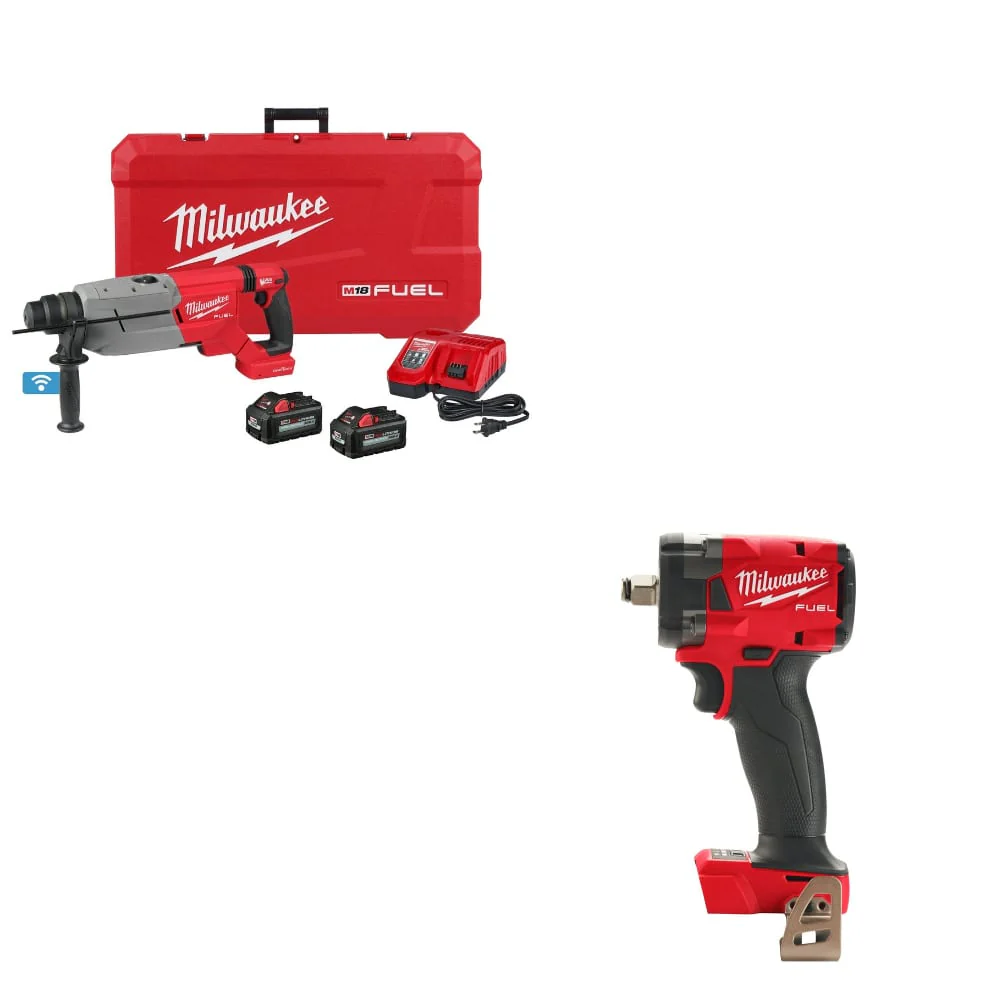 Milwaukee 2916-22 M18 FUEL Rotary Hammer Kit W/ FREE 2855-20 M18 Impact Wrench - Mactool Shop