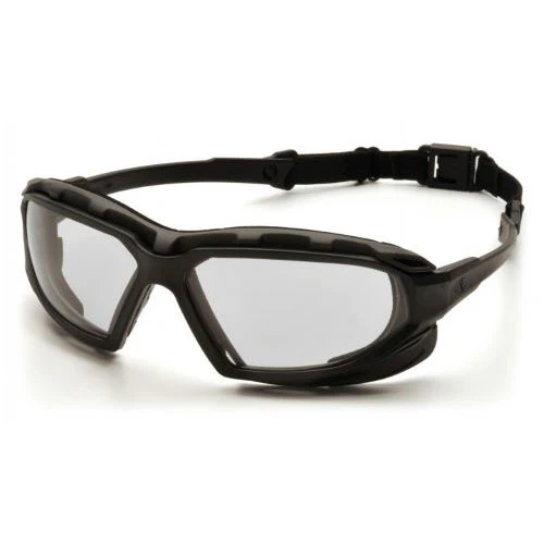 Pyramex SBG5010DT Highlander Plus Clear H2X Anti-Fog Lens Safety Glasses with Black/Gray Frame - Mactool Shop