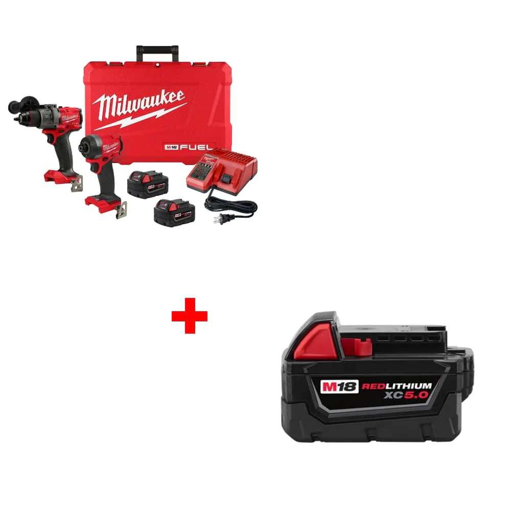 Milwaukee 3697-22 M18 FUEL 2-Tool Combo Kit w/ FREE 48-11-1850 M18 Battery Pack - Mactool Shop
