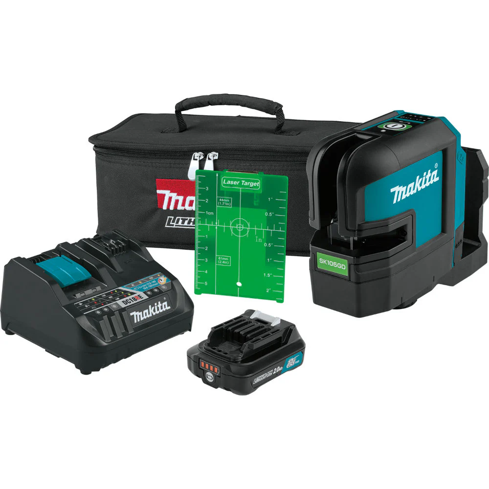 Makita SK105GDNAX 12V Max CXT Self-Leveling Cross-Line Green Beam Laser Kit - Mactool Shop