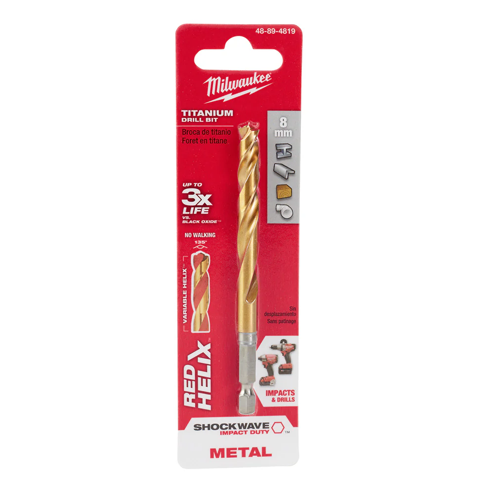 Milwaukee 48-89-4819 8mm Metric Titanium SHOCKWAVE™ Red Helix Bit - Mactool Shop