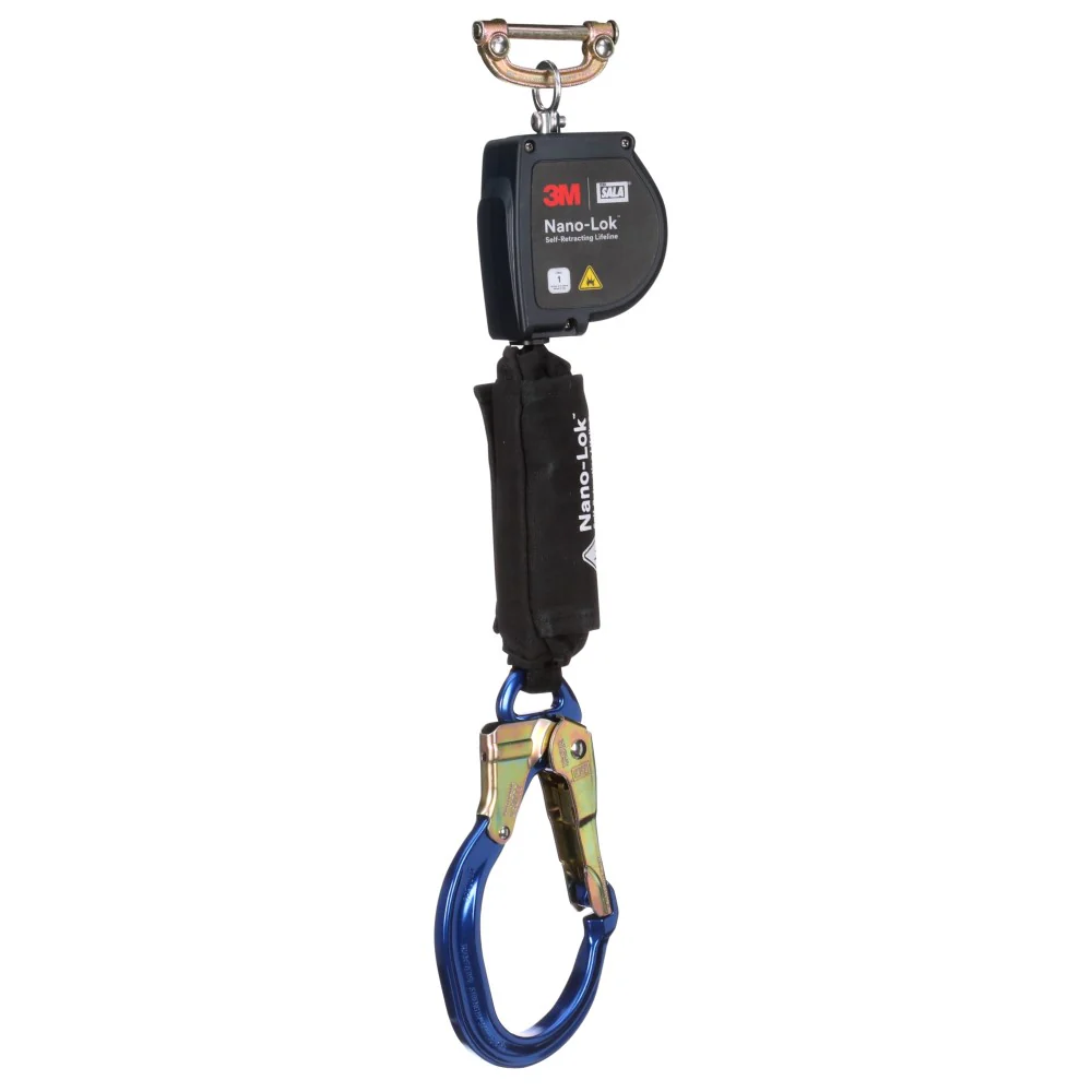DBI Sala 3100576 Nano-Lok Arc Flash Self-Retracting Lifeline with Quick Connect, Web, Steel Rebar Lock Hook, 8' - Mactool Shop