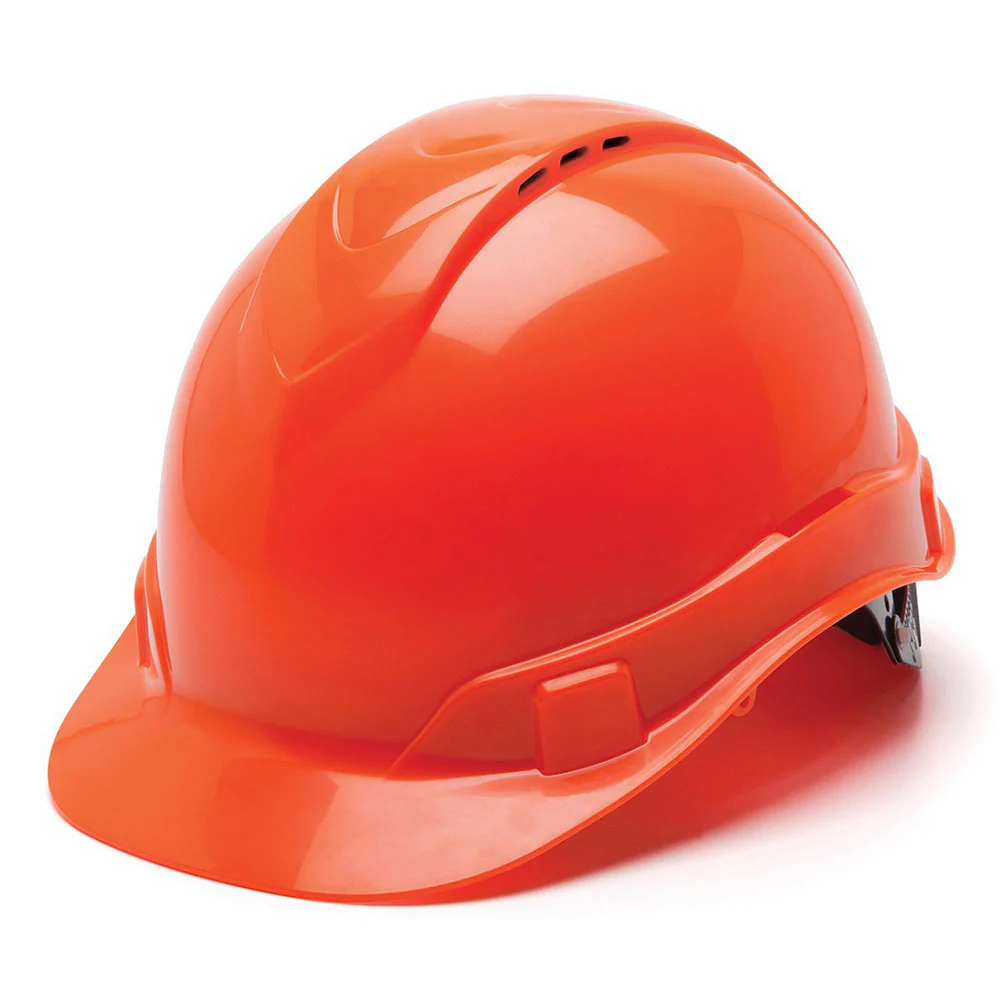 Pyramex HP44141V Ridgeline Cap Vented Hard Hat 4 Pt Ratchet Suspension Hi Vis Orange - Mactool Shop