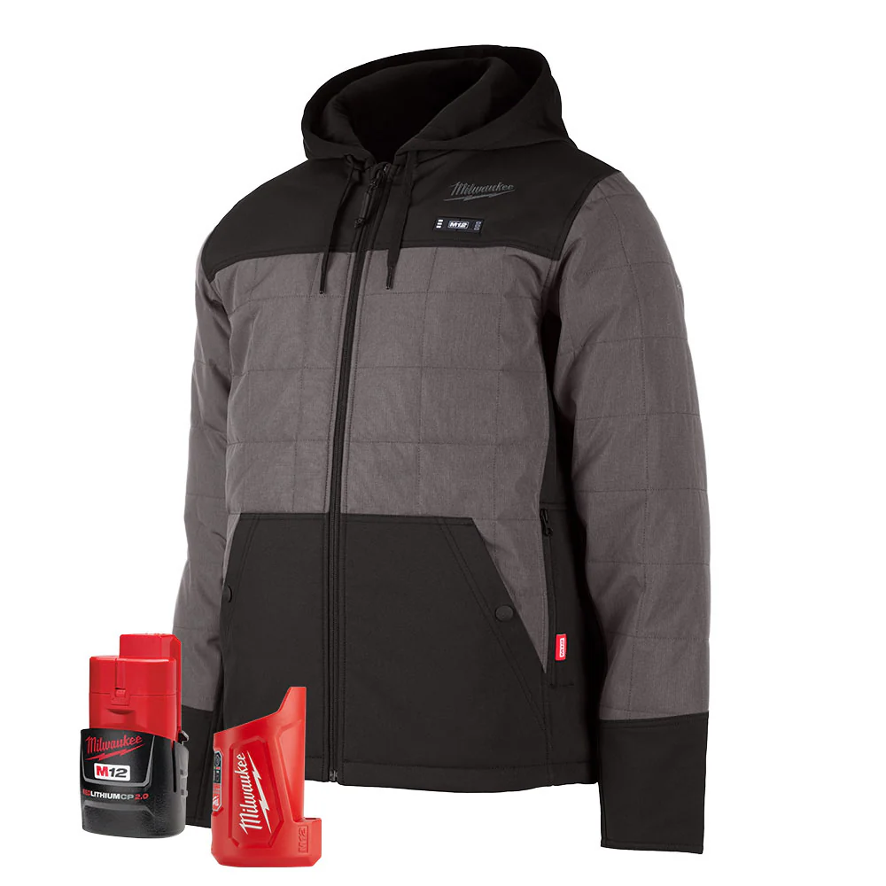 Milwaukee 205G-21 M12 Heated AXIS Hooded Jacket Kit Gray - Mactool Shop