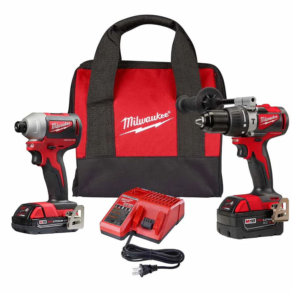 Milwaukee 2893-22CX M18 Brushless Hammer Drill/Impact Combo Kit 2.0,4.0 - Mactool Shop