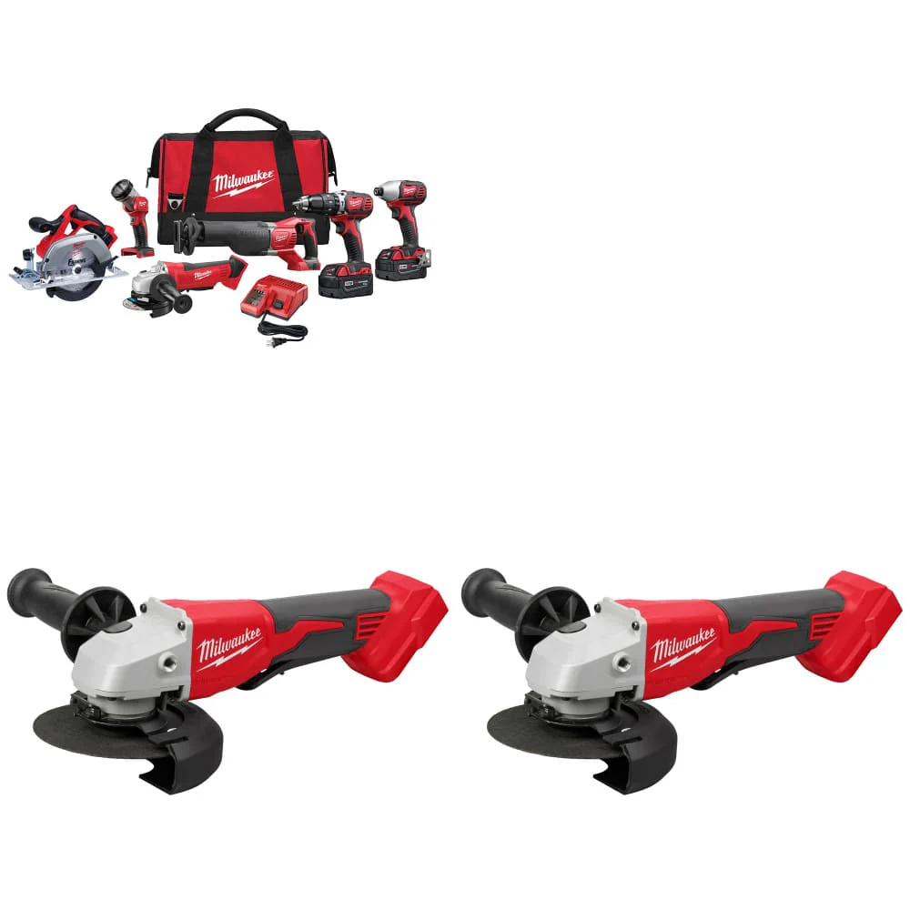 Milwaukee 2696-26 M18 6-Tool Combo Kit w/ FREE 2686-20 M18 Cut-Off Grinder, 2Pk - Mactool Shop