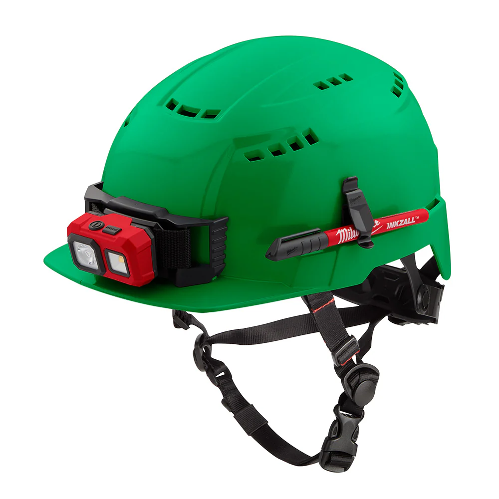 Milwaukee 48-73-1326 BOLT Green Front Brim Safety Helmet (USA) - Type 2, Class C, Vented - Mactool Shop