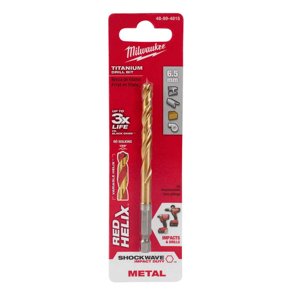 Milwaukee 48-89-4815 6.5mm Metric Titanium SHOCKWAVE™ Red Helix Bit - Mactool Shop