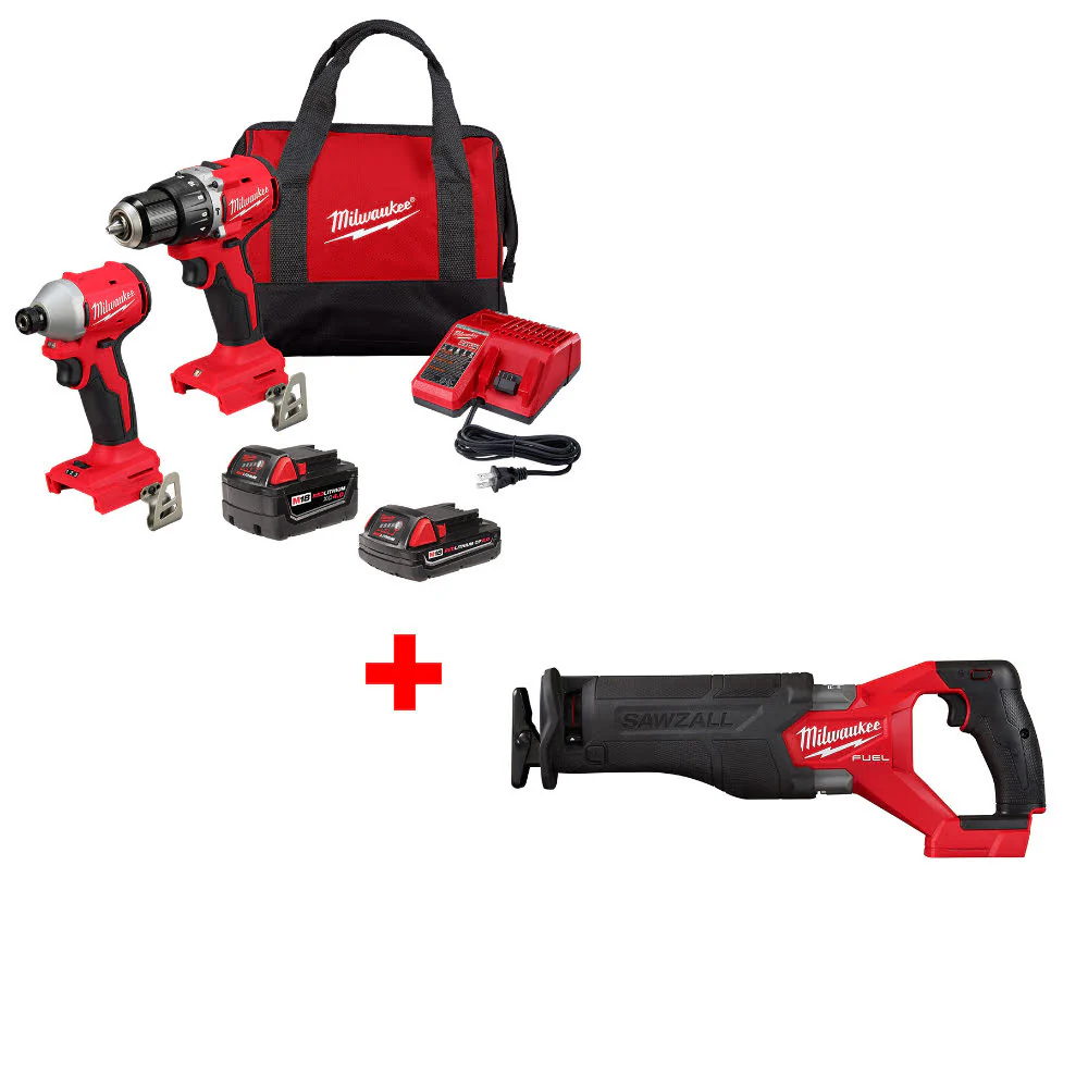 Milwaukee 3693-22CX M18 2-Tool Combo Kit W/ FREE 2821-20 M18 FUEL™ Recip Saw - Mactool Shop
