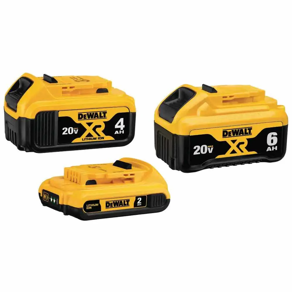 DeWalt DCB346-3 20V MAX XR Premium Lithium-Ion 6.0Ah Battery, 20V MAX XR 4.0Ah Battery, and 20V MAX 2.0Ah Battery - Mactool Shop