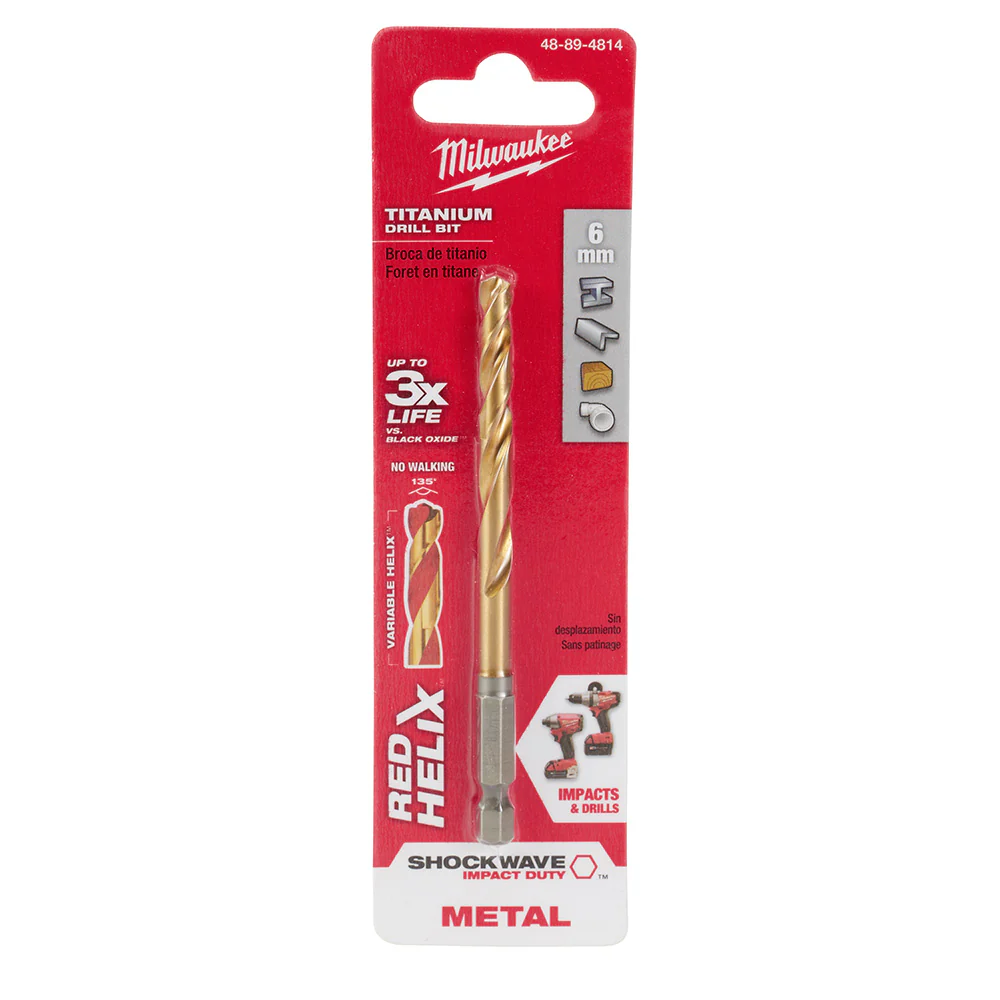 Milwaukee 48-89-4814 6mm Metric Titanium SHOCKWAVE™ Red Helix Bit - Mactool Shop