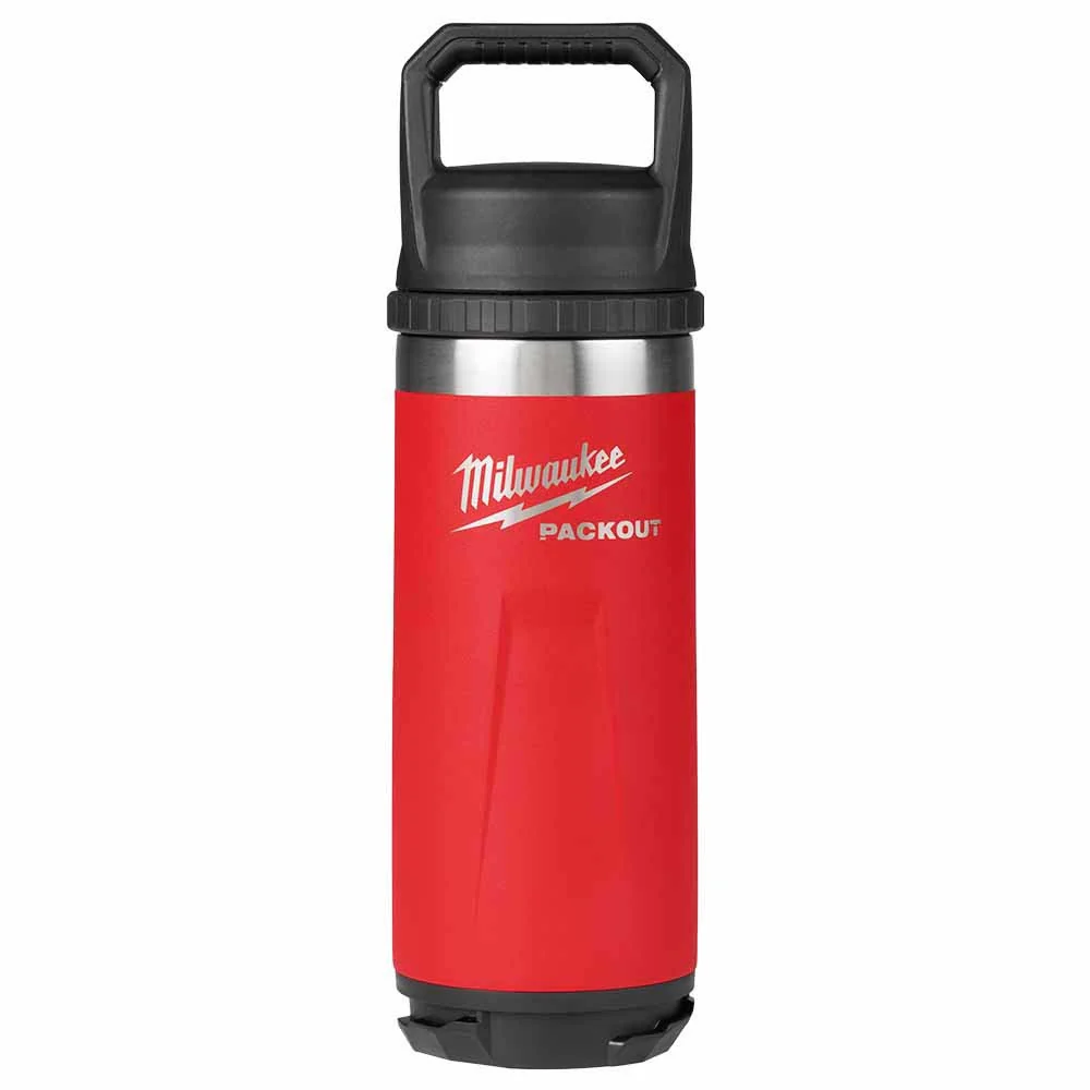 Milwaukee 48-22-8382R PACKOUT 18oz Insulated Bottle with Chug Lid - Red - Mactool Shop