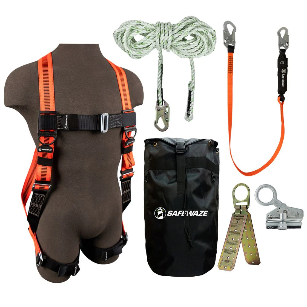 Safewaze FS120-E/1118DC-BP V-Line Bag Roof Kit: FS99280-E Harn, FS700-50 VLL, FS1118-DC Grab, FS88560-E Lan, FS870 Anchor, FS8185 Bag - Mactool Shop