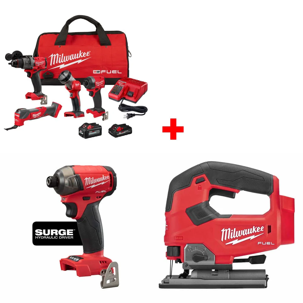 Milwaukee 3698-24MT M18 4-Tool Combo Kit w/ FREE Hydraulic Driver & Jig Saw - Mactool Shop