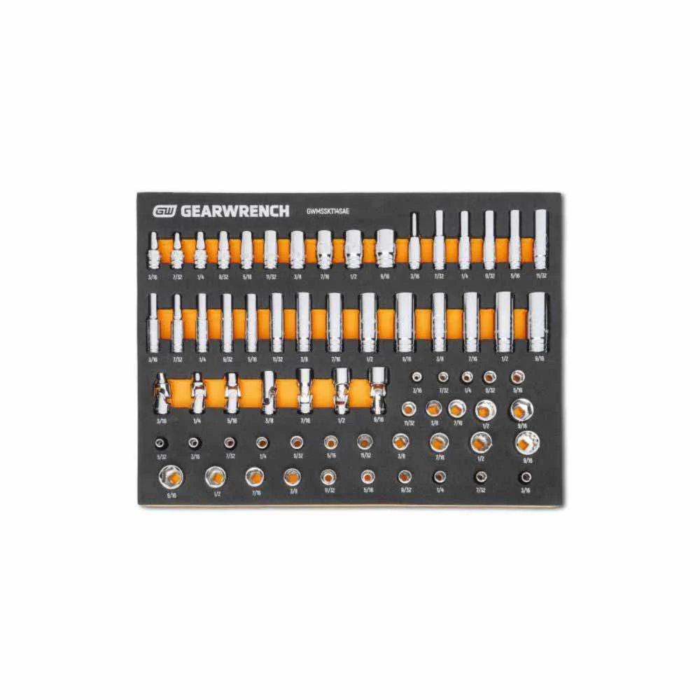 Gearwrench GWMSSKT14SAE 68 Piece 1/4” Dr Master SAE Socket Set in Foam Storage Tray - Mactool Shop