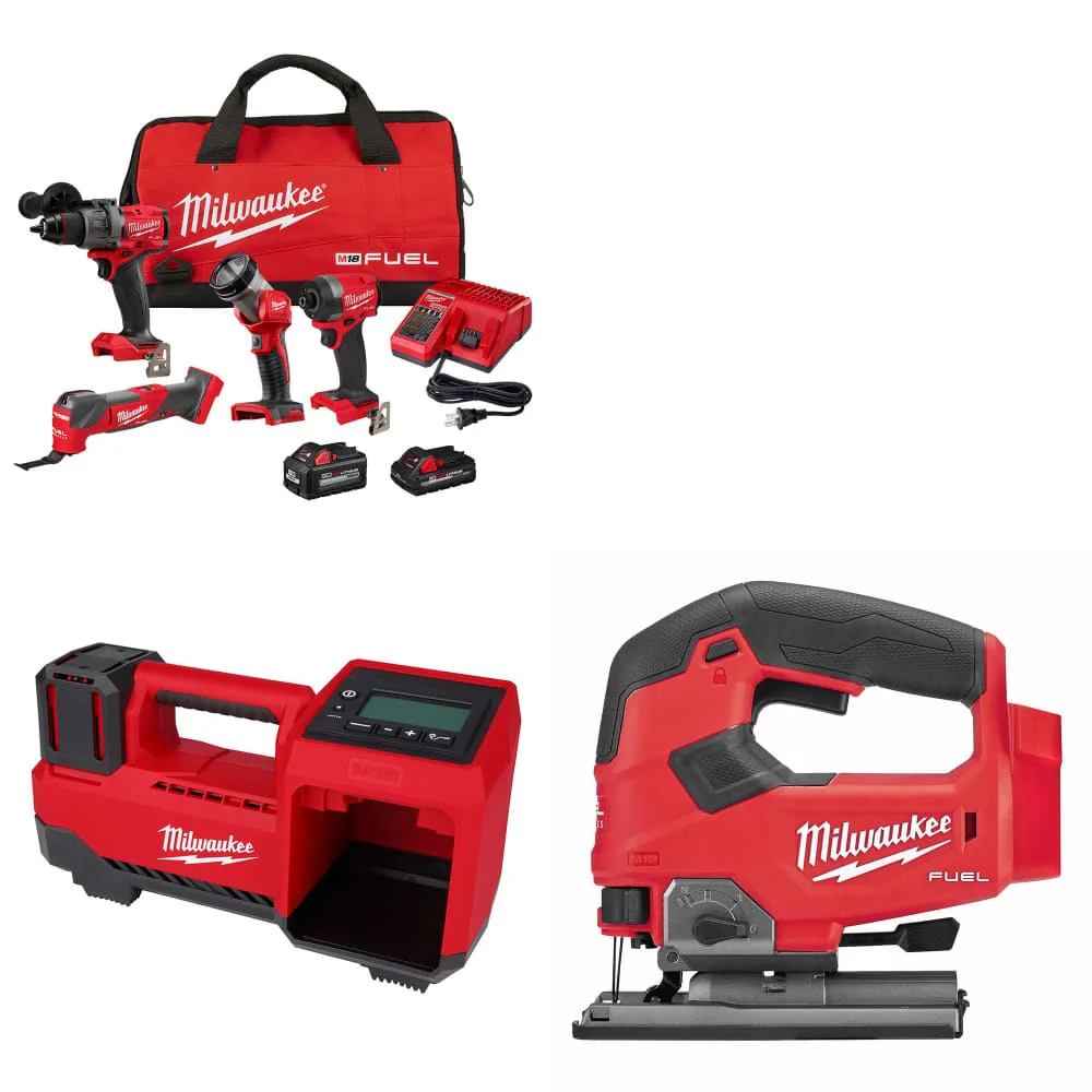 Milwaukee 3698-24MT M18 4-Tool Combo Kit W/ FREE 2848-20 M18 Inflator & Jig Saw - Mactool Shop