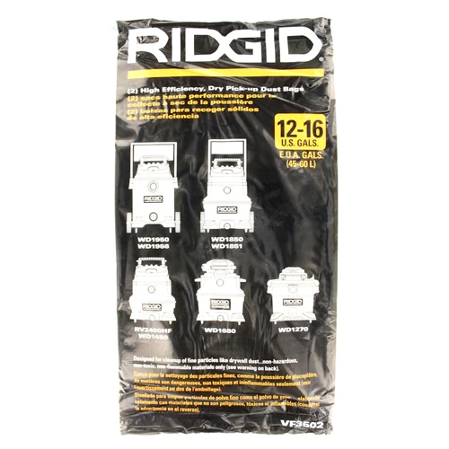 RIDGID 23743 Model VF3502 High Efficiency Dust Filter Bag (2EA) FITS 12-16 GAL - Mactool Shop