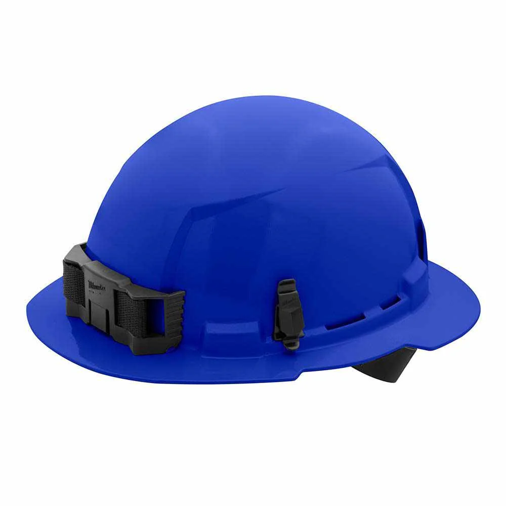 Milwaukee 48-73-1105 Blue Full Brim Hard Hat with 4PT Ratcheting Suspension – Type 1 Class E - Mactool Shop