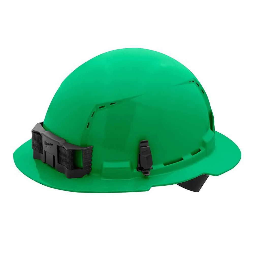 Milwaukee 48-73-1207 Green Full Brim Vented Hard Hat with 4PT Ratcheting Suspension – Type 1 Class C - Mactool Shop