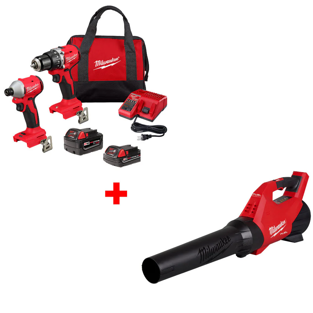Milwaukee 3693-22CX M18 2-Tool Combo Kit W/ FREE 3017-20 M18 FUEL Blower, Bare - Mactool Shop