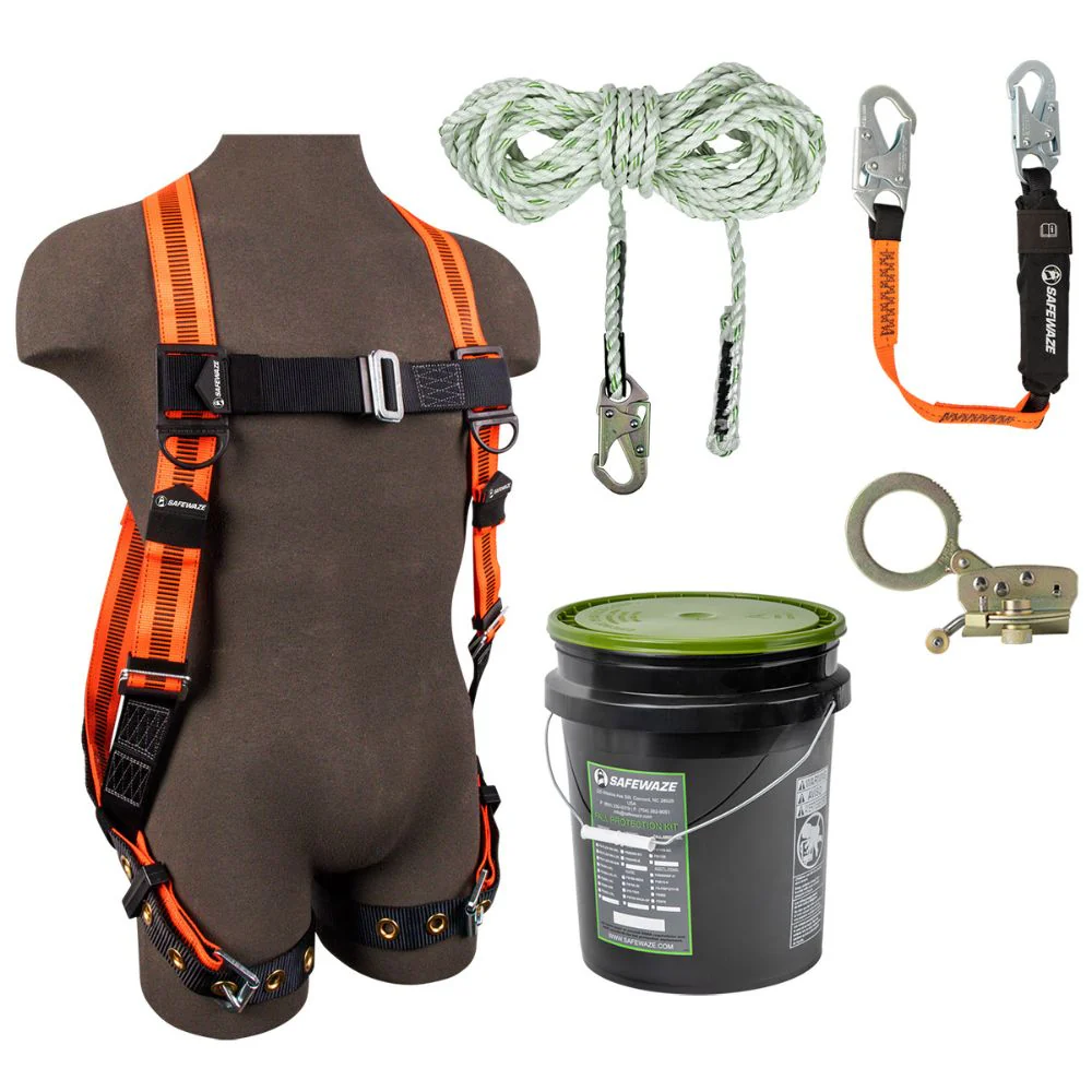 Safewaze 020-3119 V-Line Bucket Roof Kit: FS99185-E Harness, FS700-50 VLL, FS1120 Grab, FS88560-E3 Lanyard - Mactool Shop